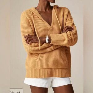 J. CREW Cashmere Thick-Knit Hoodie BZ405 Oversized Fit in Camel S